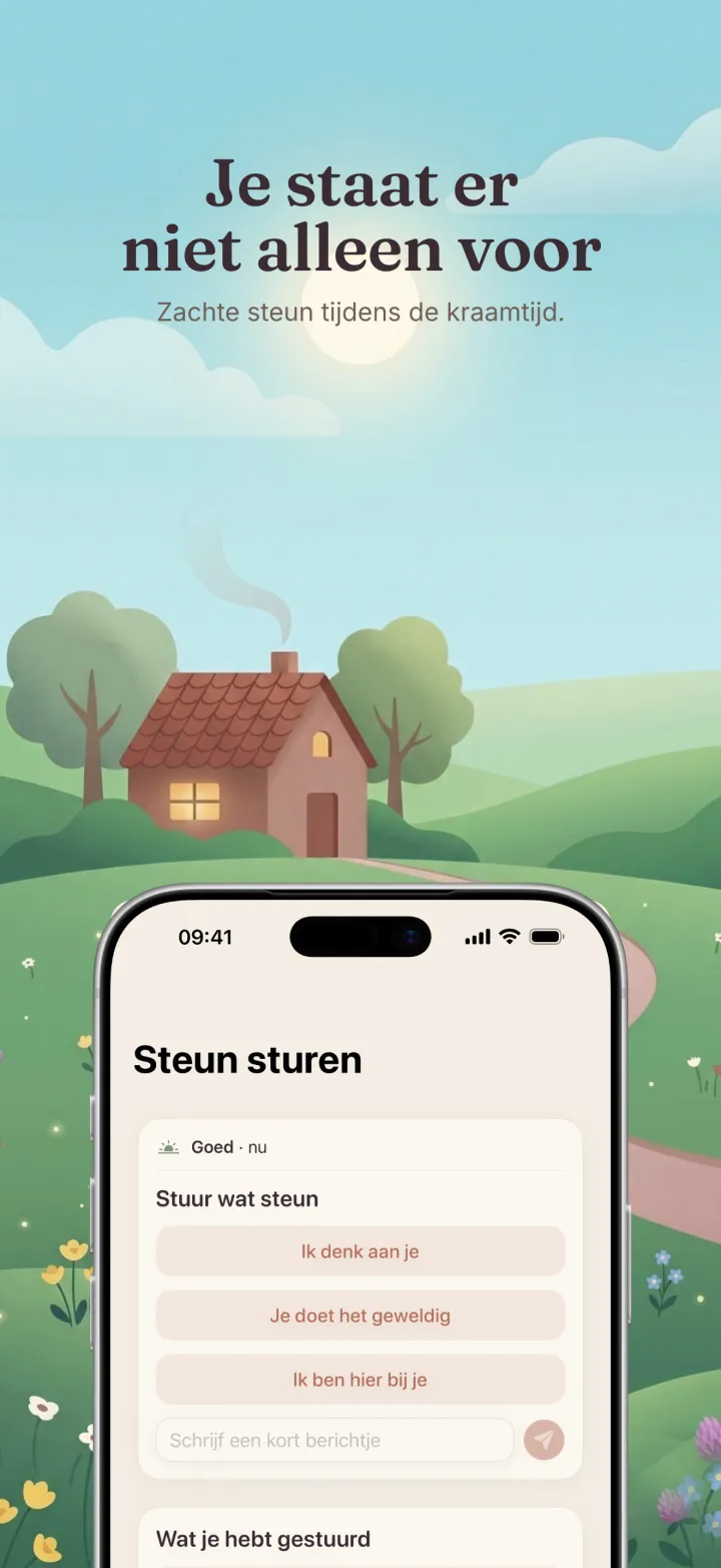 Schermafbeelding van de Postpartum Hero-app